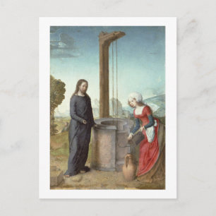 Christus und die Frau von Samaria, c.1500 (Öl auf  Postkarte