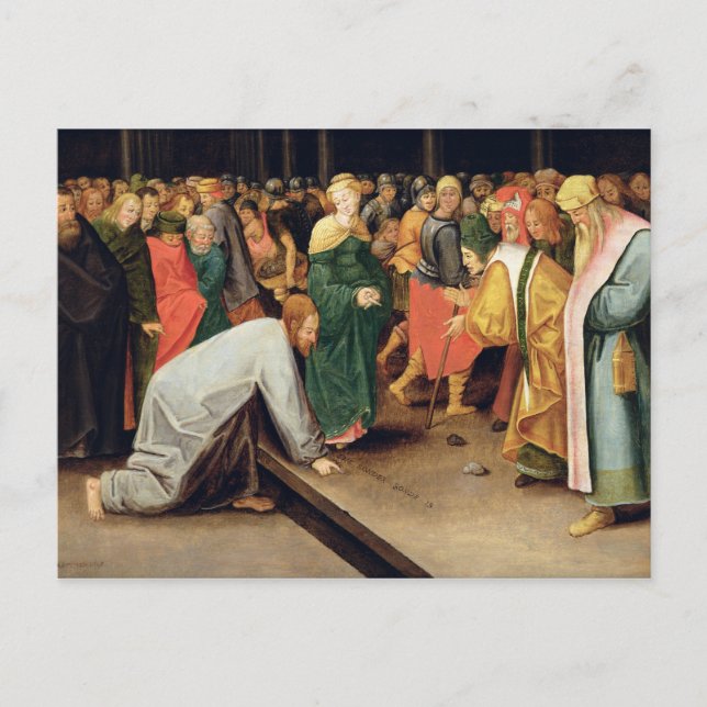 Christus und die Frauen im Ehebruch, 1628 Postkarte (Vorderseite)
