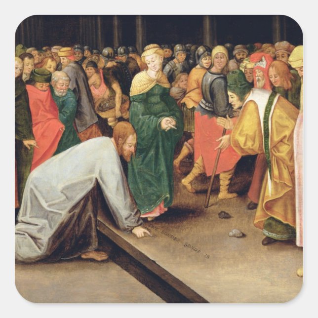 Christus und die Frauen im Ehebruch, 1628 Quadratischer Aufkleber (Vorderseite)