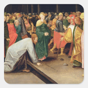 Christus und die Frauen im Ehebruch, 1628 Quadratischer Aufkleber