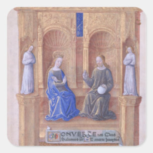 Christus und die Jungfrau, die Maria begeisterte Quadratischer Aufkleber