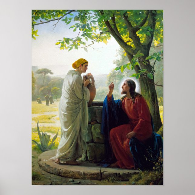 Christus und die Samariterin von Carl Bloch Poster (Vorne)