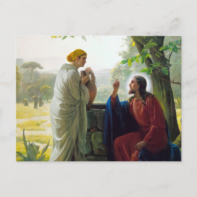 Christus und die Samariterin von Carl Bloch Postkarte (Vorderseite)