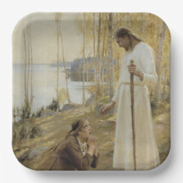 Christus und Mary Magdalene im finnischen ländlich Pappteller
