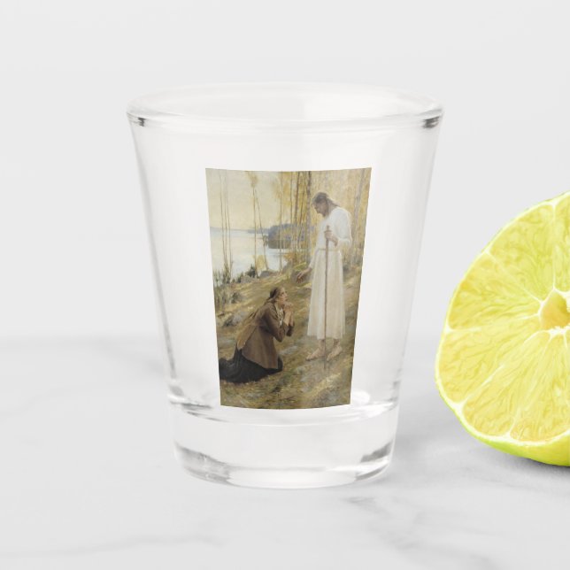 Christus und Mary Magdalene im finnischen ländlich Schnapsglas (Vorderseite)