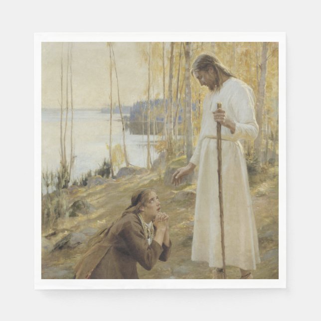 Christus und Mary Magdalene im finnischen ländlich Serviette (Vorderseite)