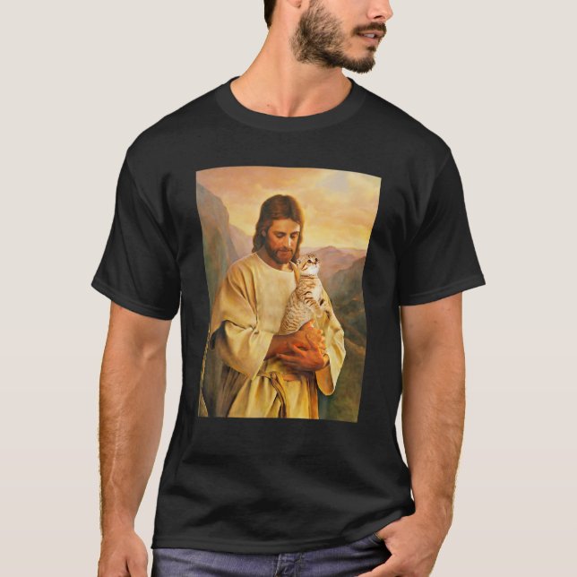 Christus und seine Katze T-Shirt (Vorderseite)
