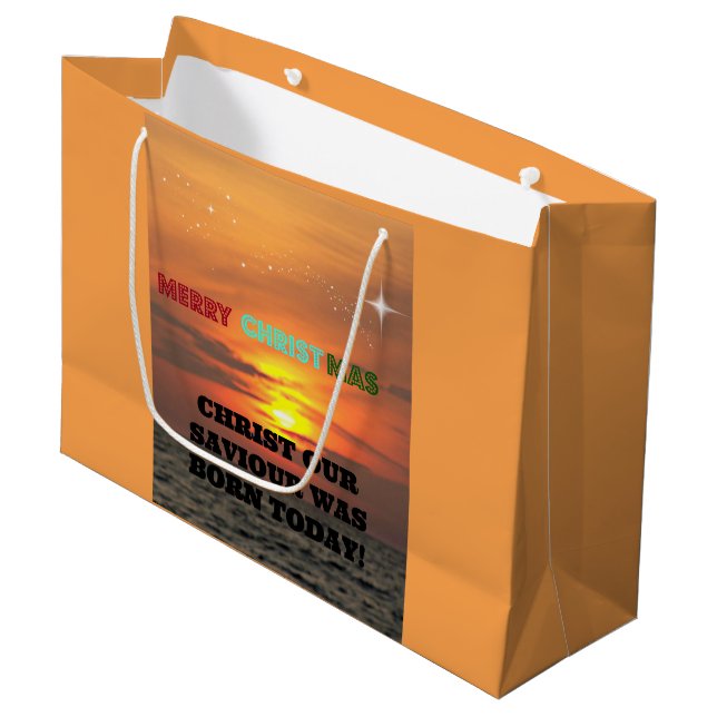 Christus, unser Erretter war heute Geboren Große Geschenktüte (Vorderseite Schrägansicht)
