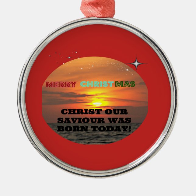 Christus, unser Erretter war heute Geboren Silbernes Ornament (Vorne)