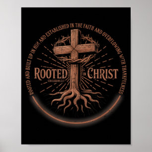 Christus verwurzelt Tee, Jesus Tee, Vintage Kreuz Poster