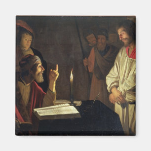 Christus vor Caiaphas (Öl auf Leinwand) Magnet
