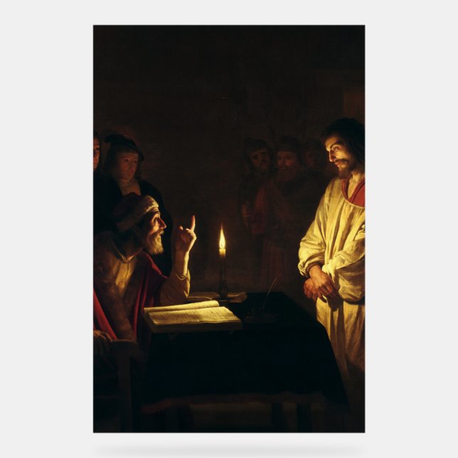 Christus vor Caiaphas von Honthorst Fine Art Acrylschild (Vorderseite)