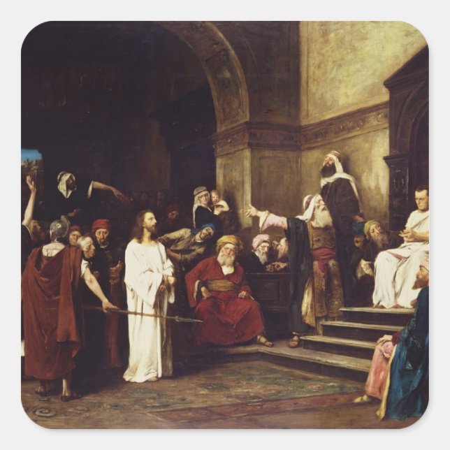 Christus vor Pilate Quadratischer Aufkleber (Vorderseite)