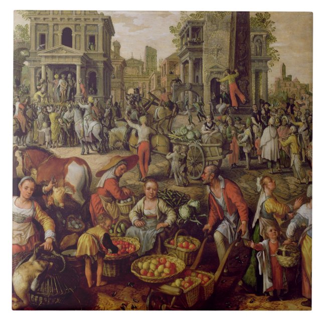 Christus zeigte zu den Leuten an Fliese (Vorderseite)