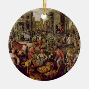 Christus zeigte zu den Leuten an Keramikornament