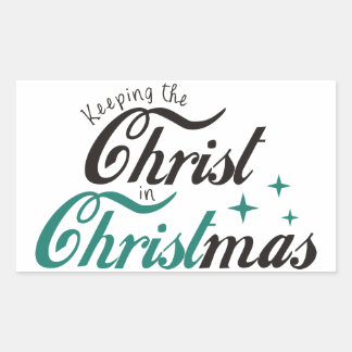 Christus zu Weihnachten behaltend Rechteckiger Aufkleber