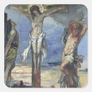 Christus zwischen den zwei Dieben, c.1870 Quadratischer Aufkleber
