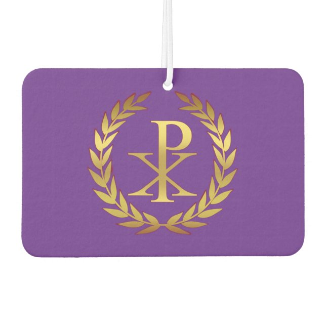 Christusmonogramm durch Duftstoff Autolufterfrischer (Vorderseite)