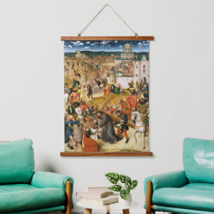 Christustragendes Kreuz Feines Vintage-Ölgemälde Wandteppich Mit Holzrahmen
