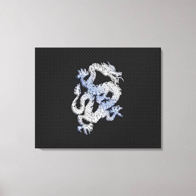 Chrom-Art-Drache auf schwarzem Leinwanddruck (Vorderseite)