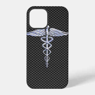Chrom Caduceus Medizinisches Symbol Carbonfaser Dr iPhone Hülle