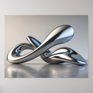 Chrom-Flüssigmetall-Abstrakt 3D-Skulptur Poster