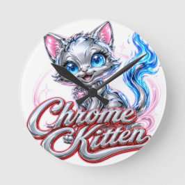 Chrom-Katzen-Wanduhr Runde Wanduhr