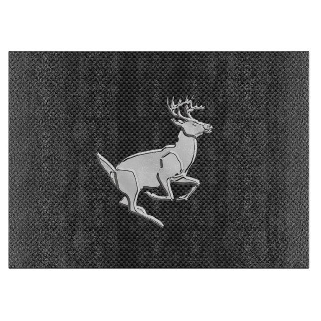 Chrom-laufende Rotwild auf Kohlenstoff-Faser-Dekor Schneidebrett (Vorderseite)