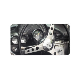 Chrom Lenkrad und schwarze Waagen Korvette Adressaufkleber