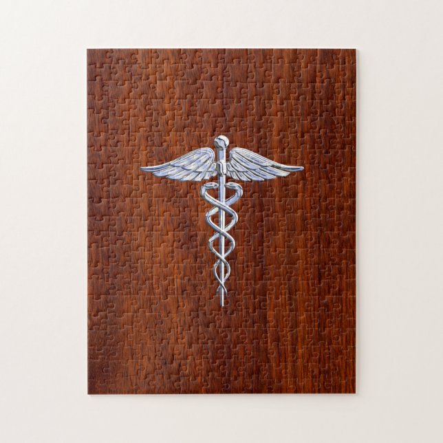 Chrom mag Caduceus-medizinische Puzzle (Vertikal)