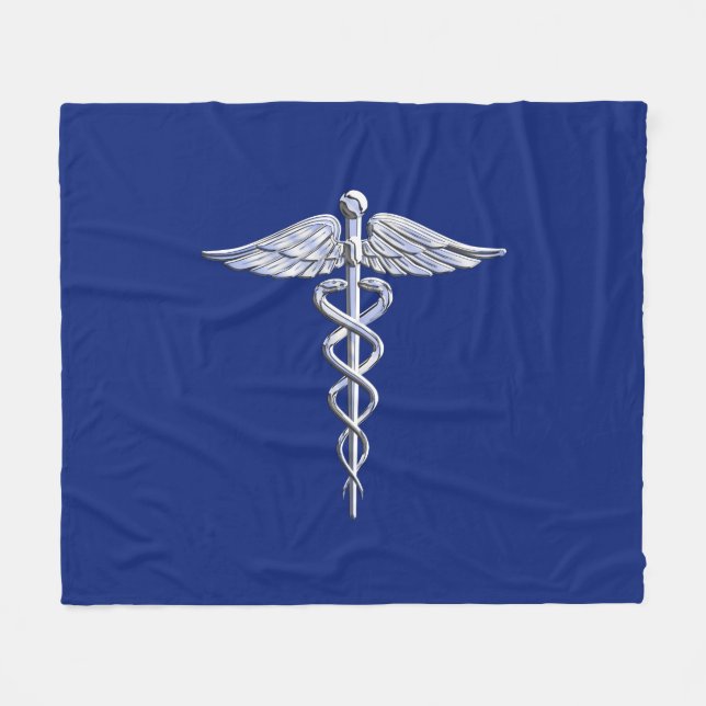 Chrom mag Caduceus-medizinisches Symbol auf Fleecedecke (Vorderseite (Horizontal))
