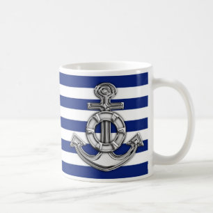 Chrom mag Lebensretter auf Marine-Streifen Kaffeetasse