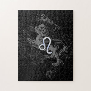 Chrom mag Löwe-Tierkreis-Konstellations-Karte Puzzle