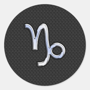 Chrom mag Steinbock-Tierkreis-Symbol auf Runder Aufkleber