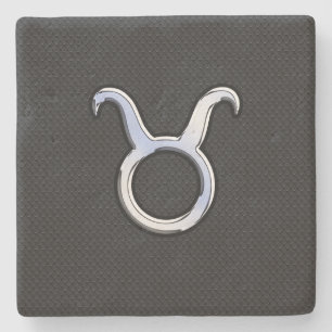 Chrom mag Stier-Tierkreis-Zeichen-Dekor Steinuntersetzer