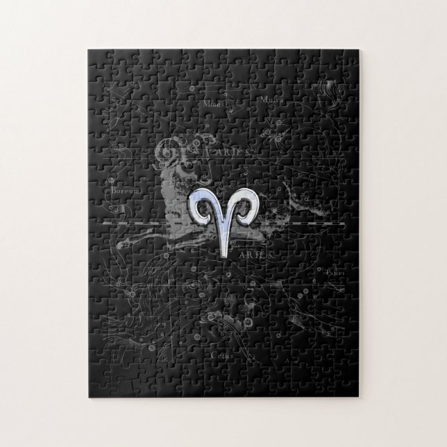 Chrom mag Widder-Tierkreis-Symbol auf Hevelius Puzzle (Vertikal)