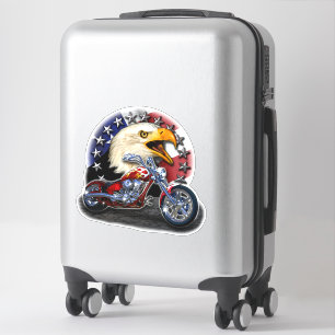 Chrom-Motorrad-Chopper-patriotischer-Adler-USA-Fla Aufkleber