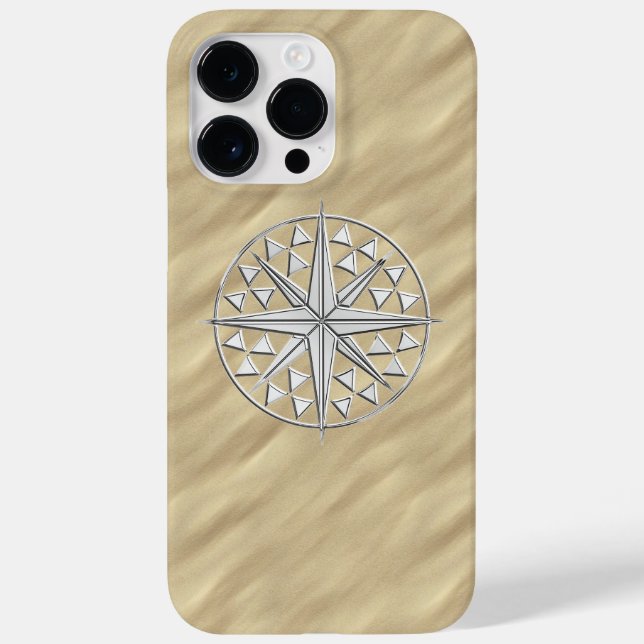 Chrom Nautical Compass on Sandy Beach Print Case-Mate iPhone Hülle (Rückseite)