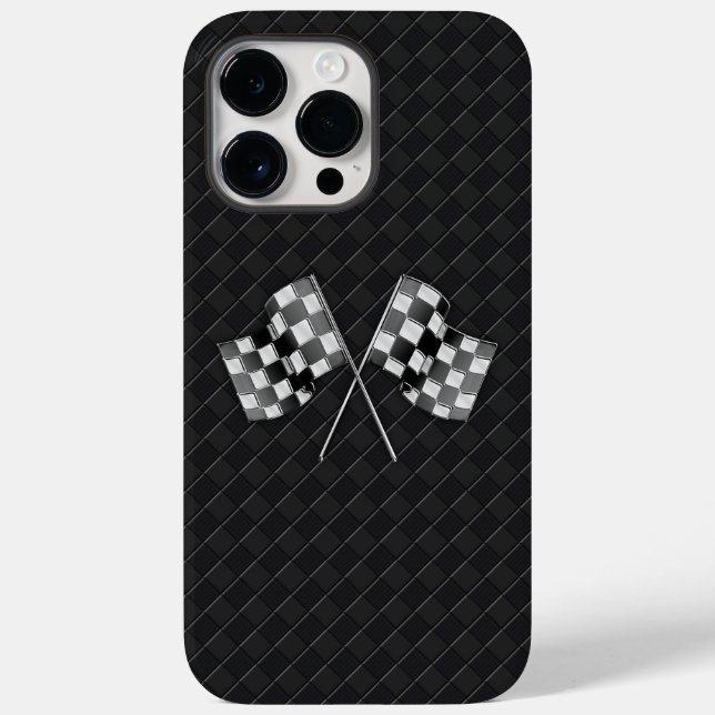 Chrom-Racing-Flags auf kariertes Leder Case-Mate iPhone Hülle (Rückseite)