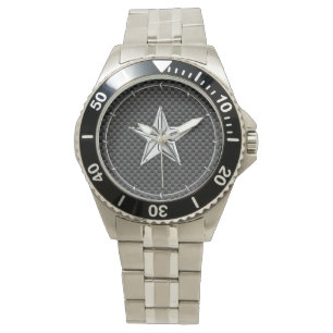 Chrom-Seestern auf Kohlenstoff-Faser Armbanduhr