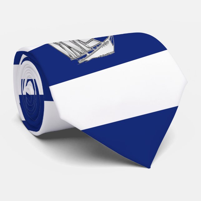 Chrom-Segelboot auf Seemarine blauen Streifen Krawatte (Gerollt)