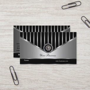 Chrom Silber Schwarz Streifen Elegant Stylisch Visitenkarte