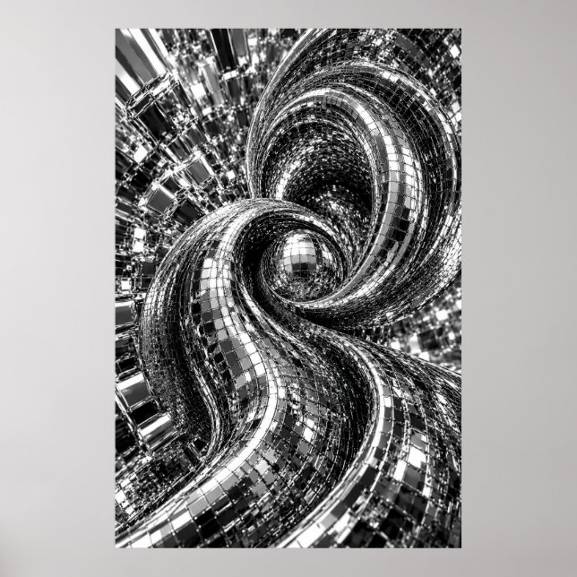 Chrom Spiegel Mosaik Wirbel Poster (Vorne)