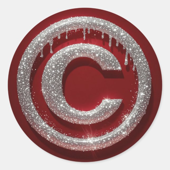 Chrom-Tropf Glitter-Buchstabe C Monogramm Runder Aufkleber (Vorderseite)