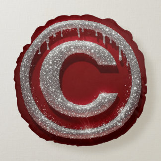Chrom-Tropf Glitter Buchstabe C Monogramm Rundes Kissen