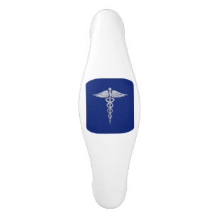 Chrom wie Caduceus Medical Symbol auf Navy Blue Keramik Schrankknauf