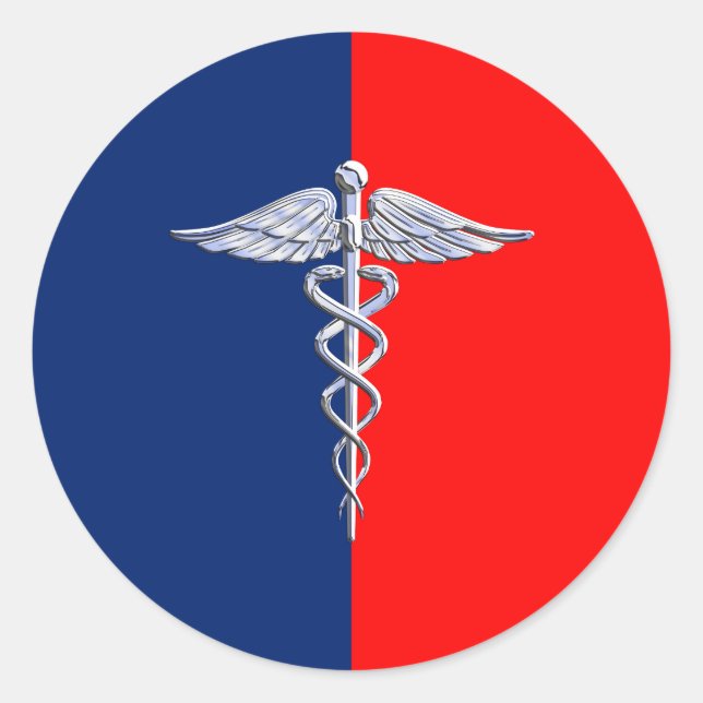 Chrom wie Caduceus Medical Symbol League Decor Runder Aufkleber (Vorderseite)