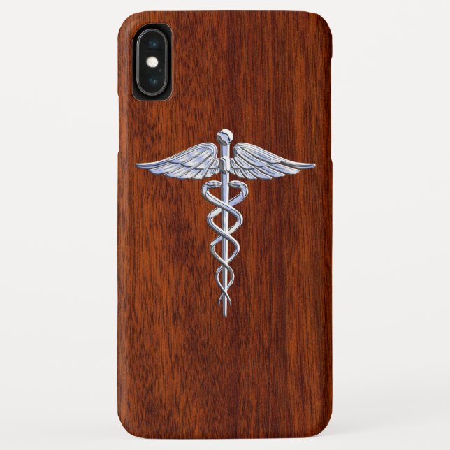 Chrom wie Caduceus Medical Symbol Mahogany Dekor Case-Mate iPhone Hülle (Rückseite)