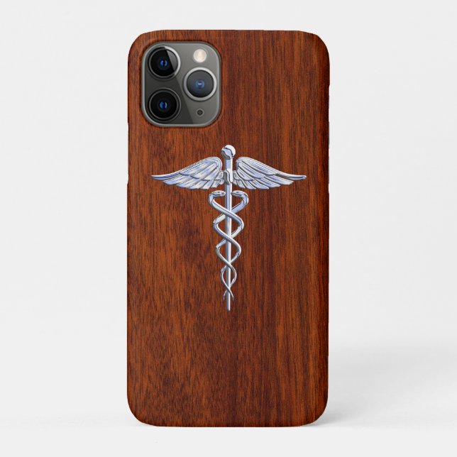 Chrom wie Caduceus Medical Symbol Mahogany Dekor Case-Mate iPhone Hülle (Rückseite)