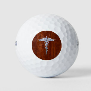 Chrom wie Caduceus Medical Symbol Mahogany Dekor Golfball